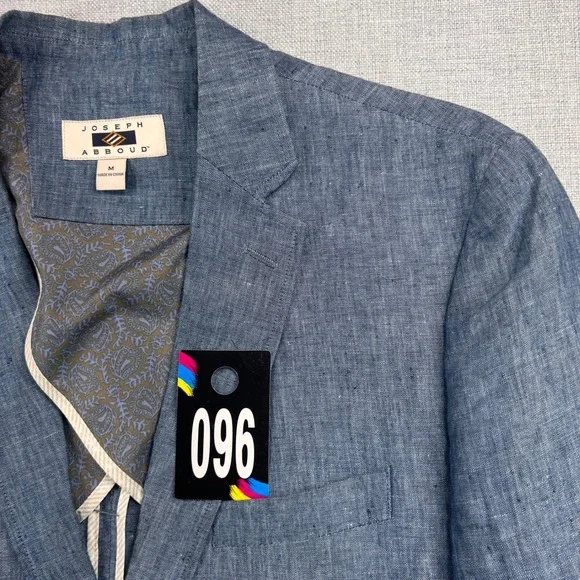 Joseph Abboud Linen Sport Coat Blazer Jacket Men Medium Blue Lightweight Coastal - Picture 14 of 14